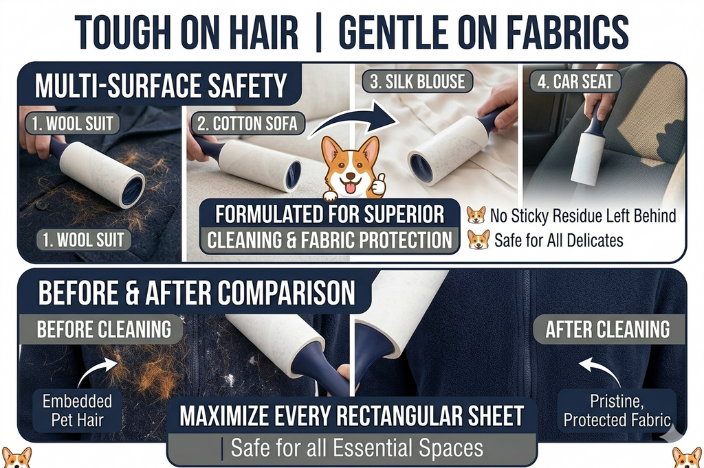 The Chalgroves Extra Sticky Lint Roller 6-Pack — 600 Sheets, Precision Straight-Cut, Ergonomic Handles — Pet Hair Remover for Clothes, Furniture & Car